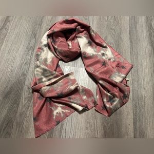 JC Sunny Cashmere Acrylic Blend Ruana Shawl Wrap Scarf Pink Stars